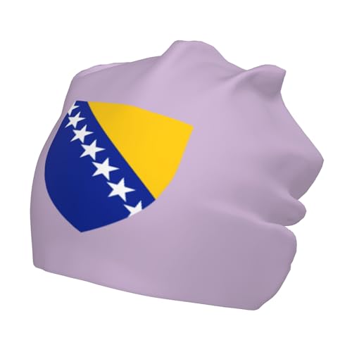 National Emblem of Bosnia and Herzegovina Children Hip Hop Knitted Hat Kids Elastic Leisure Knit Cap Warm Sleep Beanies Black