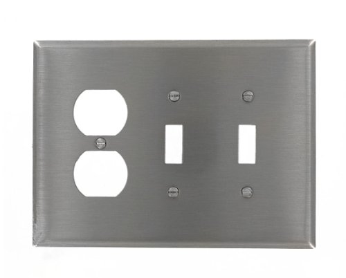 Leviton 84121-40 plaque triple acier 302 SS 2 interrupteurs 1 duplex WP - 2