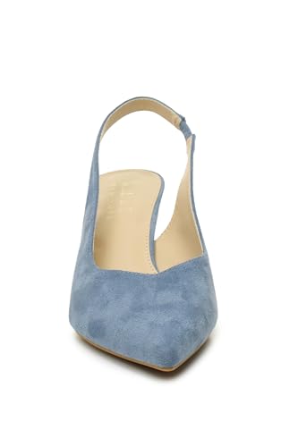 Nicole Miller Women's Suede Slingback Heels,for Women, 3" Slim Heels, Pointed Toe Slingback Pump for Ladies, Lebon3