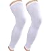 Kuangmi Ultra-thin Leg Thigh & Calf Cooling Silk Sleeve Compression 1 Pair Lightweight UV Sun Protection Men, Women & Youth for Football, Baseball, Running, Volleyball (White (Pack of 2), Medium)