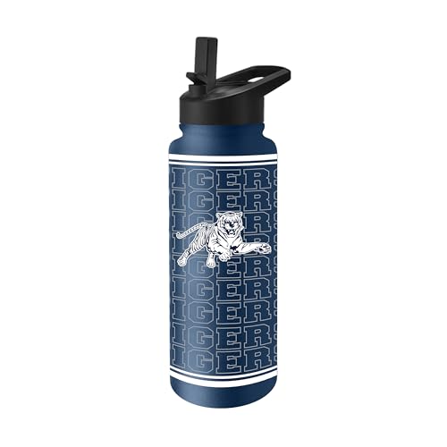 Logo Brands NCAA Jackson State Tigers 34 oz Travel Quencher Bottle — Team Color | Stainless Steel | Double Wall | Echo Design