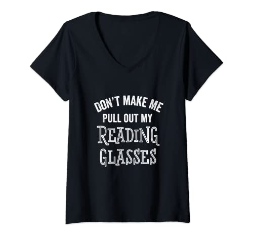 Mujer Gafas de lectura divertidas Lector Amante del libro Bookworm Bifocales Camiseta Cuello V