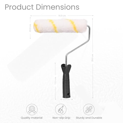 Image of The Decor Co. Paint Roller 6 Inch Wall Painting Brush Smooth Finish Texture Application for Interior with Ergonomic Handle (Random Colors)