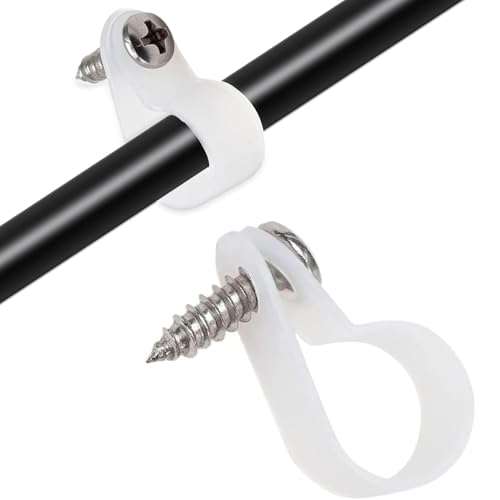 adlkirg 100 Pack 1/2 Inch Rope Light Clips with Stainless Steel Screws, P-Style Rope Light Mounting Clips, Outdoor Cable Clips for Christmas Parties Wedding