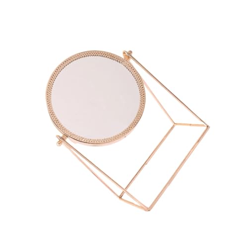 Espejo redondo de maquillaje metálico color oro rosa