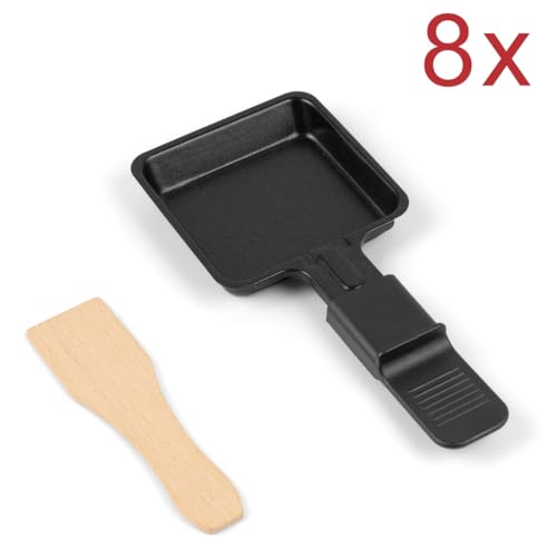 Cusimax Raclette Grill mit Reversible Grillpfanne, Steuerung Partygrill für 8 Personen,Stufenlos Regulierbare Temperatur, 8 Mini Pfännchen, Antihaftbeschichtung, CMRC-300, 1500W, Schwar – Bild 5