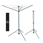 SG Traders 18m Freestanding Camping Airer, Rotary Washing Line Heavy Duty Large Clothes Foldable Free Rotating Airer Dryer Garden use, Easy to Open and Close along with Stable Legs, Silver (18m)