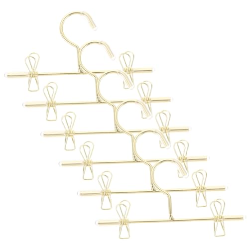 HIAKDOFT 6 Piezas Colgadores Metálicos Mini para Ropa de Muñecas Perchas Doradas para Organizar y Decorar Casas de Muñecas Accesorios Prácticos para Juguetes Pequeños