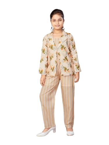 Image of Aarika Girls Lemon Colour Floral Print Cotton Co-ord Set