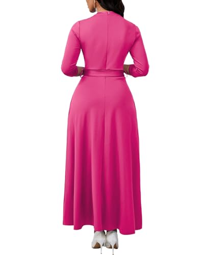 Image of BubFee Maxi Dresses for Women Semi Formal Long Dress 3 /4 Sleeve Casual A-line Church Dresses with Pockets