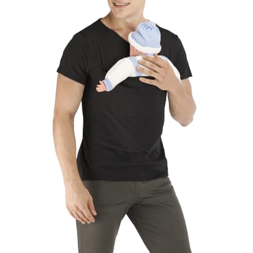 ERGRFHNL Kangaroo Shirt for Dad and Baby, Dad Baby Kangaroo Shirt, Mens Kangaroo Baby Carrier Shirt (L,Men-Black)