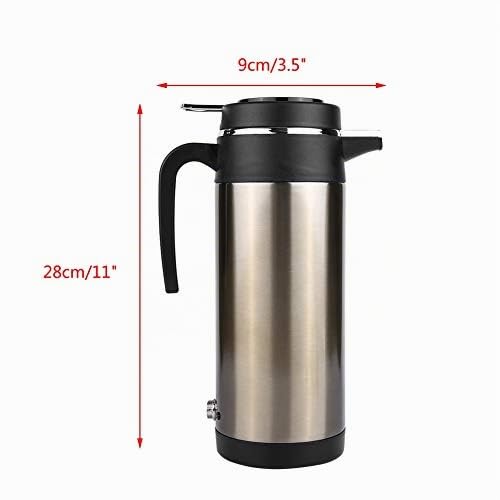 KIMISS Termo eléctrico para coche 1000ML, 12V, acero inoxidable, calentador de agua portátil, ideal para viajes, rápido y seguro
