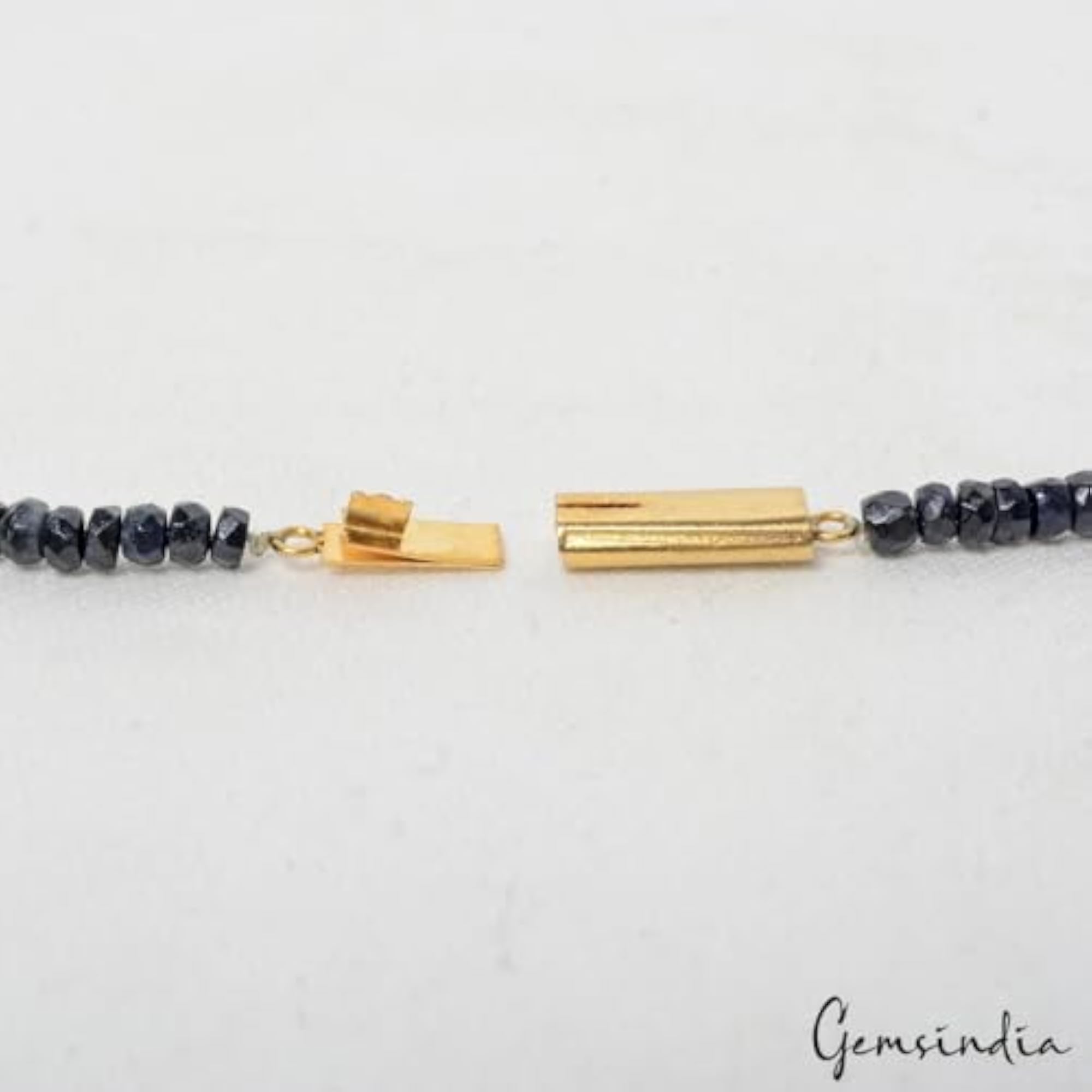 Natural Blue Sapphire Round Beaded Single Strand Handmade Necklace
