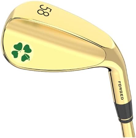 Lucky Wedges Gold 58 Degree Flop Wedge - 10 Degrees Bounce, 35" Regular Flex Steel Shaft, Forged Soft Carbon Steel, Right Handed, Soft Grips