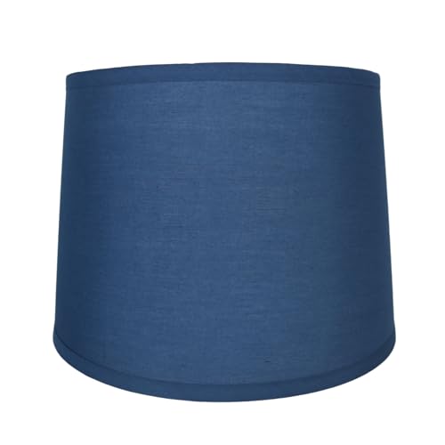 Urbanest French Drum Lampshade, Cotton, 12-inch by 14-inch by 10-inch, Navy blue, Spider Washer Fitter