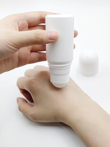 YYNGJCK 4 pacotes de frascos roll-on de 50 ml vazios recarregáveis de plástico branco antitranspiran