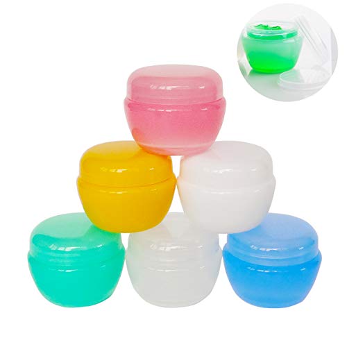 GreatforU 6pack 30G/30ML 1oz Multi-color Frosted Container Jars with Inner Liner for Makeup Bath Lotion, Toners, Lip Balm, Cream, Cosmetic Beauty Product Samples - BPA Free, Portable Travel Size