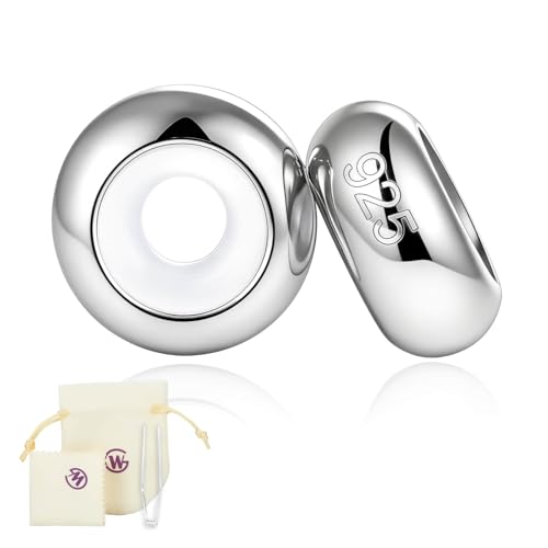 2PC Stoppeur/Bloqueur Charms Argent 925 Caoutchouc Pour Bracelets