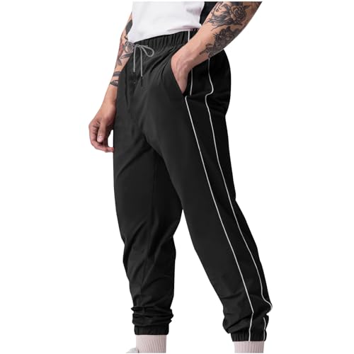 Sweatpants for Men Classic-Fit Light Fleece Pants High Waisted Chino Bottom Joggers with Pockets Outdoor Trousers Black