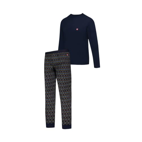 Pyjama Manuel Le Slip Français en coton bleu marine et bas fantaisie made in France