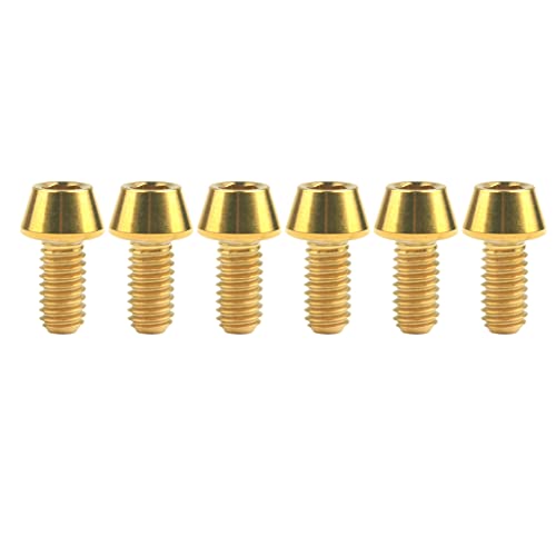 Image of Titanium Ti DIN912 M4 8 10 12 15 20mm Tapered Head Hex Bolts Bicycle Screws Pack of 6 (Gold, M4x10mm)