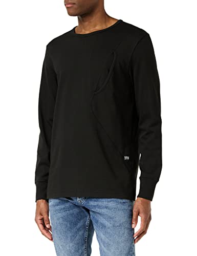 G-STAR RAW Pocket Long Sleeve T-Shirt, Noir (DK Black C784-6484), L Homme Cover