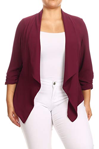 Women's Womens Lightweight Classic Draped Open Front Blazer with Plus Size
