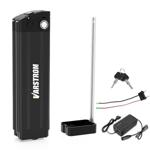 Varstrom 36V 18.2Ah Li-ion Ebike Battery with Charger Silverfish Seat Tube Folding Electric Bike Removable Battery Replacement for 200W-1000W Motor