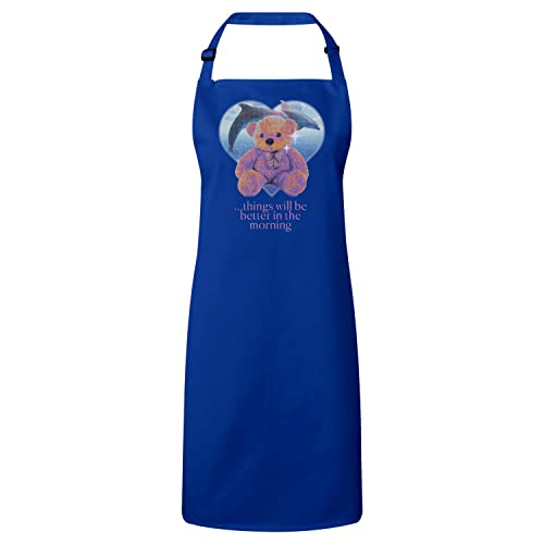 Tablier cuisine bleu anti-tache style humour psychédélique vintage