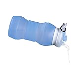  Botella agua silicona plegable Botella deportiva Botellas de Silicona Botella de Agua portátiles Botella portátiles Plegables de Viaje 480ml(Azul)