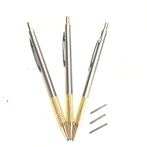 1 x Anreißstift mit Wolframkarbidspitze, Metallstift-Werkzeug, Gravur, Ätzkurven-Stift mit Clip für Edelstahl, Keramik/Glas/Metallblech, silberfarben