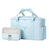 Cuddle Mimi Hospital Bag for Women Labor Delivery – Baby & Toddler Duffle Bag in Quilted Nylon with Cotton Padding - for Labor and Delivery Essentials |2 PCS Set |Baby Blue