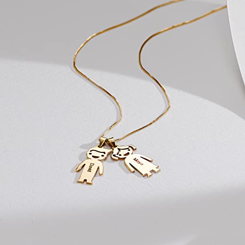 Myka - Personalized Family Mother's Necklace With Charms - Custom Engraved Up To 5 Names - Boy Or Girl Charm Options - Jewelry Gift For Mom, Wife, Grandma, New Mom For Mother’s Day, Birthday, Anniversary, Xmas, Christmas #TOP2