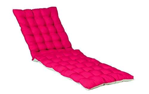 Atout Ciel - Atout Ciel Coussin matelassé Bicolore pour Bain de Soleil, transat en Tissu déperlant 190x60cm, 4 Variantes, Framboise/Beige