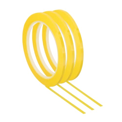 KIFSDLF Paquete de 3/5 cinta adhesiva for pizarra blanca 66 m, fina raya for gráficos, cuadrículas, dibujo, marcado eléctrico(Dark Yellow,5pcs,2.5mm)