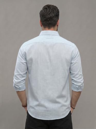 Image of NexaFlair Men's Regular Fit Solid Pattern Laffer Cotton Shirt with Long Sleeve Collared Neck Standard Length and Button Down Closure Type | Mens Casual Shirts | Man's Formal Shirts