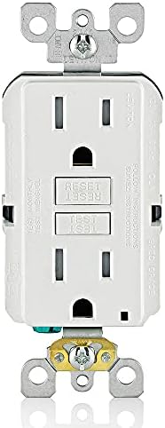 Leviton GFTR1-W Self-Test SmartlockPro Slim GFCI Tamper-Resistant Receptacle with LED Indicator, Wallplate Included, 15-Amp, White, 1-Pack