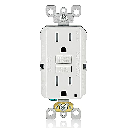 Leviton GFCI Outlet, 15 Amp, Self Test, Tamper-Resistant with LED Indicator Light, Protection from Electric Shock and Electrocution, GFTR1-W, White by Leviton - Used condition - US$13.84