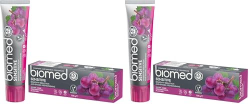 BIOMED Sensitive dentifrice régénérant et cicatrisant pour dents sensibles - dentifrice apaisant sans fluor et 98% naturel - goût menthe légère - sachet de 100g (Lot de 2)