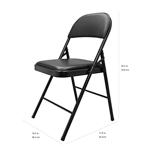 Amazon Basics Comfortable Vinyl-Padded Metal Steel Folding Chairs for Events, Easy to Fold and Store, Black, 4-Pack view 3