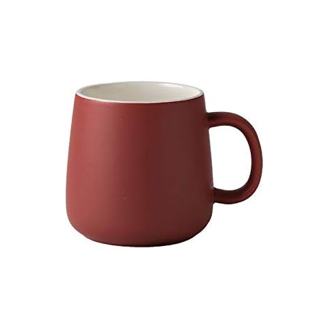 FGF-EU Ceramic Cup Smooth Frosted Porcelain Mug Coffee Mugs Tea Cup for Office and Home Health Gift Maximum Capacity 12.2oz, Single one (Scarlet) Cover