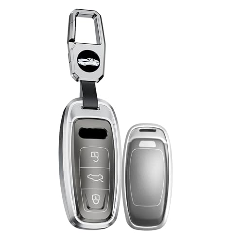 Coque de clé de voiture pour Audi Q7 A6L métallique grise anti-rayure protection 3 boutons