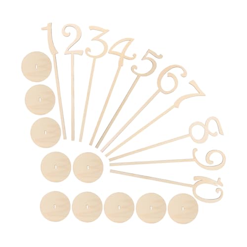 GRIRIW 10pcs Wooden Table Number Stands Wedding Table Number Holders Round Base Home Decor Natural Wood