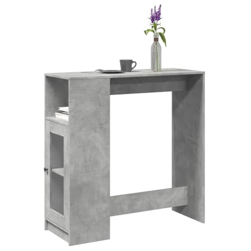 vidaXL Mesa de bar, mesa alta con estante, mesa de mesa para cocina, salón, comedor, mesa de cocina, mesa de salón, mesa de bistró, gris hormigón - imagen 4