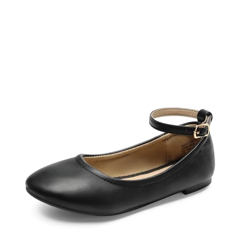 Dream Pairs Girls Dress Shoes Girl'S Ballerina Flat Ankle Strap Ballet Flats For Toddler/Little Kid/Big Kid,Size 4 Big Kid,Black,Sole-Fina-K cover
