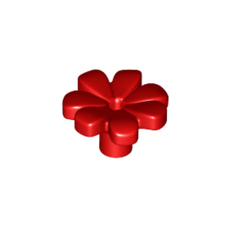 300 Piece Classic Building Red Plant Bulk, Flower Minifig Accessory with 7 Thick Petals and Pin Compatible with Lego Parts and Pieces
