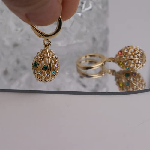 Sonateomber Gold Teardrop Small Hoop Huggie Tear Drop Dangle Earrings For Women Teen Girls - Cute Sparkly Colurful Green Red Rhinestone Waterdrop Ball Droplet Dangling Prom Jewelry Gift #TOP3