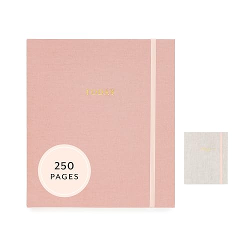 Journal de Mindful Sugar Paper rose, carnet de 250 pages guidées sous couverture en lin