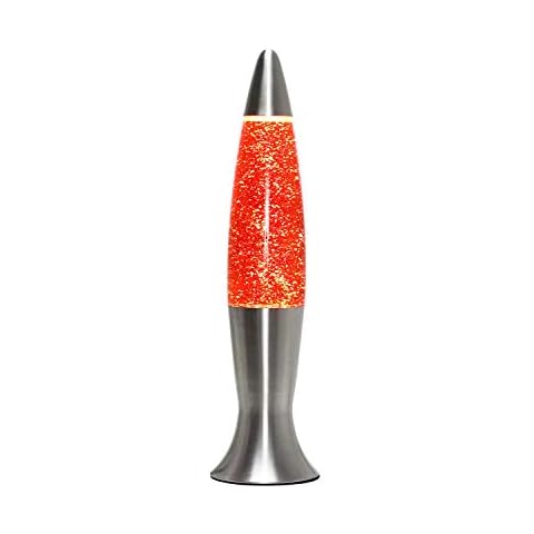 EASYLIGHT Glitzer Lavalampe Orange Silber 40cm klein E14 Retro Glitterlampe ANGELINA Stimmungslicht Cover