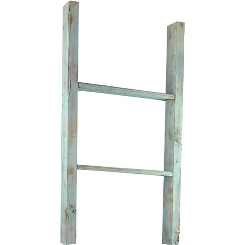Ekena Millwork DECR019X036X04LDRBU Vintage Farmhouse 2 Rung Ladder, Barnwood Decor Collection, 19"W x 36"H x 3 1/2"D, Driftwood Blue